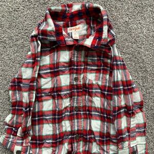 Cat & Jack Red and White Plaid Button-Front Shirt